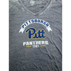 Women's Pittsburgh University Panthers‎ Gray V Neck T Shirt Blue 84 XXL New